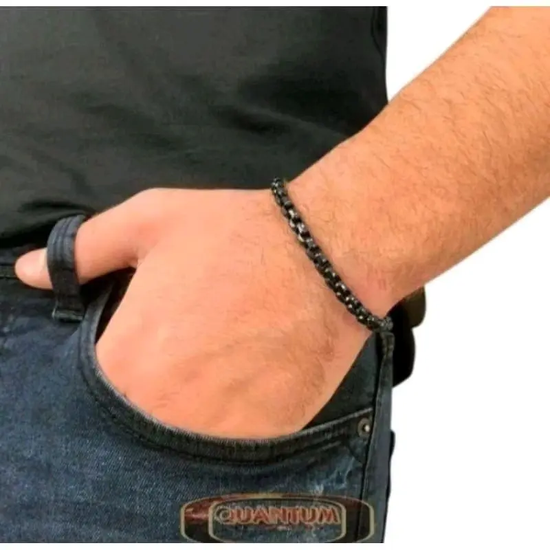 Gelang Titanium Model Rolo Hitam Tahan Karat dan Tahan Lama - Bracelets Elegan Tali 3