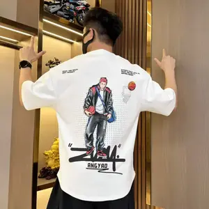 Cotton Men's T-shirt Short Sleeves Crew Neck Casual Summer Trend Printed Matching Tops