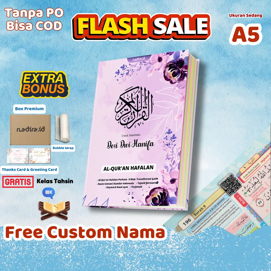 PROMO FLASH SALE! Quran Custom Nama by Nadira.id Ukuran Sedang A5 al  quran full 30 juz
