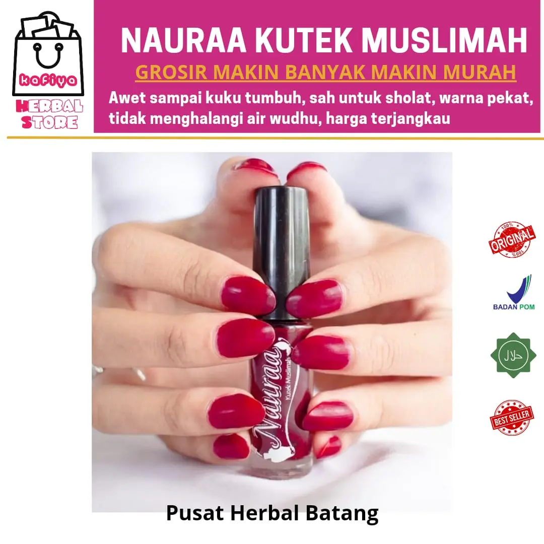 AWET SAMPAI KUKU TUMBUH / NAURAA KUTEK MUSLIMAH / Inai kuku Arab Nail Hena sah wudhu dan sah sholat Tahan Lama Bebas Alkohol