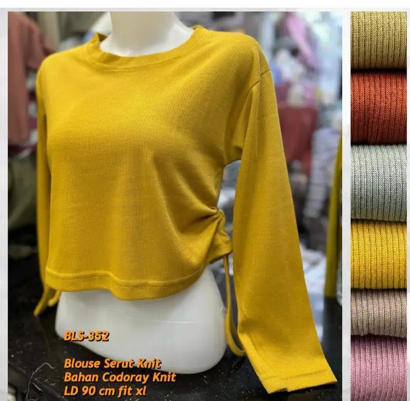 Ourhabit-Blouse Serut Knit Rib Premium-Krop Top Perempuan-Atasan Perempuan Dewasa 8