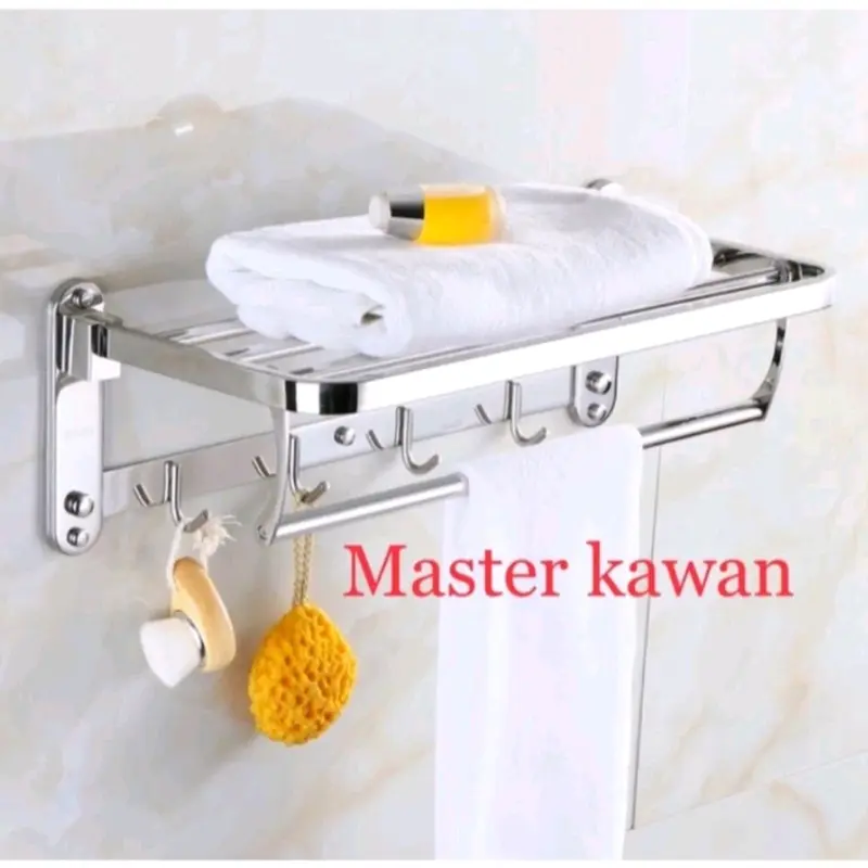 Rak Handuk Stainless SUS 304 Model Lipat Panjang 60 Cm Anti Karat 0