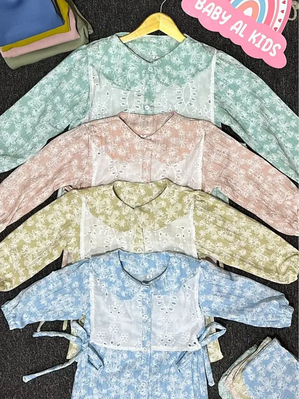 Setelan anak perempuan lebaran Elora 2-10 tahun 4 in 1 baju rompi celana dan tas Parsel Anak-Anak 6