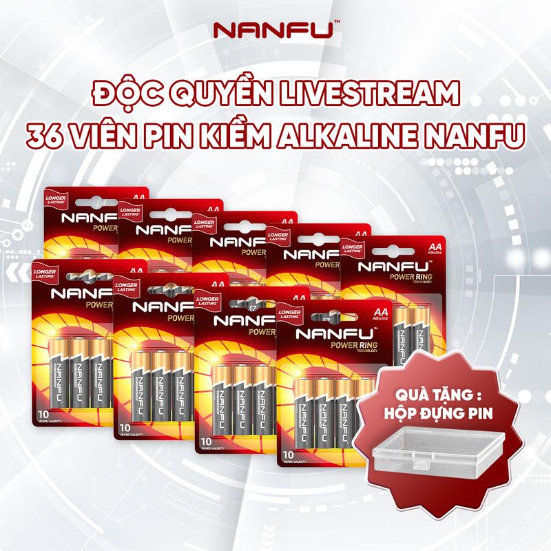 [ĐỘC QUYỀN LIVESTREAM - TẶNG HỘP ĐỰNG] Combo Tiết Kiệm 36 viên Pin AA / AAA NANFU Alkaline Cao Cấp Siêu Bền - Hàng Chính Hãng