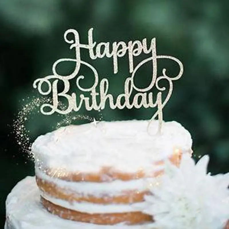 Balonasia Cake Topper Happy Birthday Love Paper Glitter Kue 4