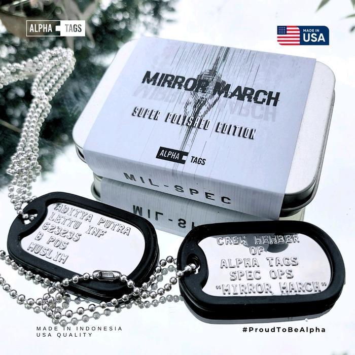 Gambar Dogtag / dogtags Super Polished USA MADE Mirror March Mengkilap 100% custom kalung Tentara dari Alpha Tags Kab. Tangerang Tokopedia