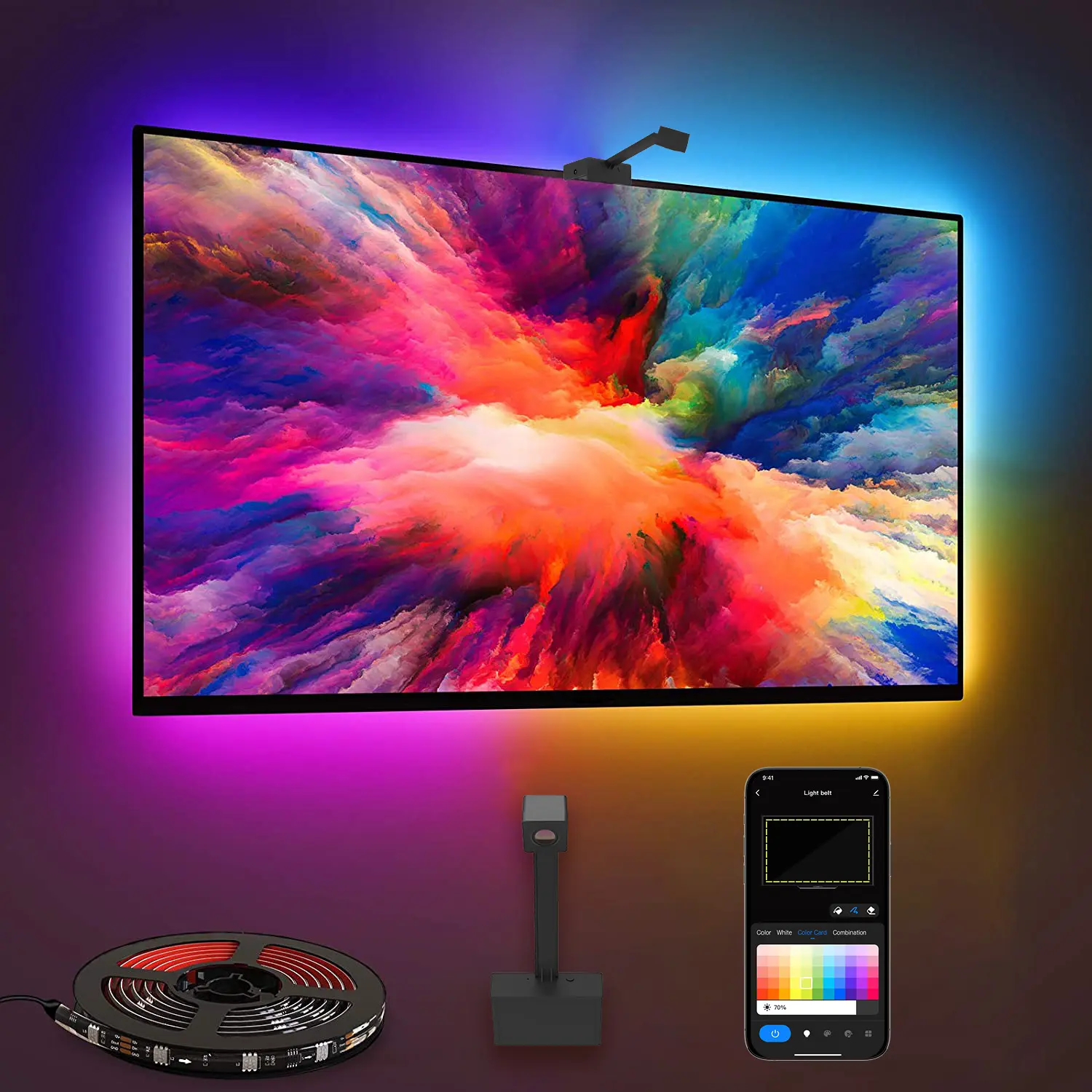 Immersion TV Backlights with Camera, Smart Ambient TV Strip Light Compatible with Alexa/Google Assistant for Sync Tv