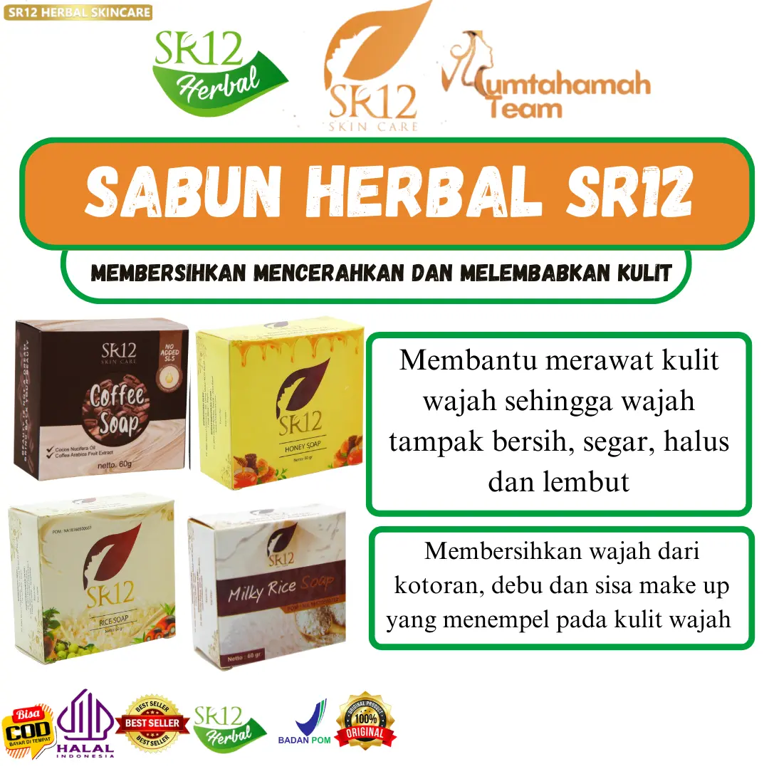 SABUN BATANG SR12 / Bulus soap SR12 / Coffee Soap SR12 / Milky Rice soap SR12 / Rice soap SR12 / Honey soap SR12 / Soap Bar SR12 / Sabun Cuci Muka / Perawatan Wajah / Membantu Mencerahkan kulit / Pembersih Wajah whitening