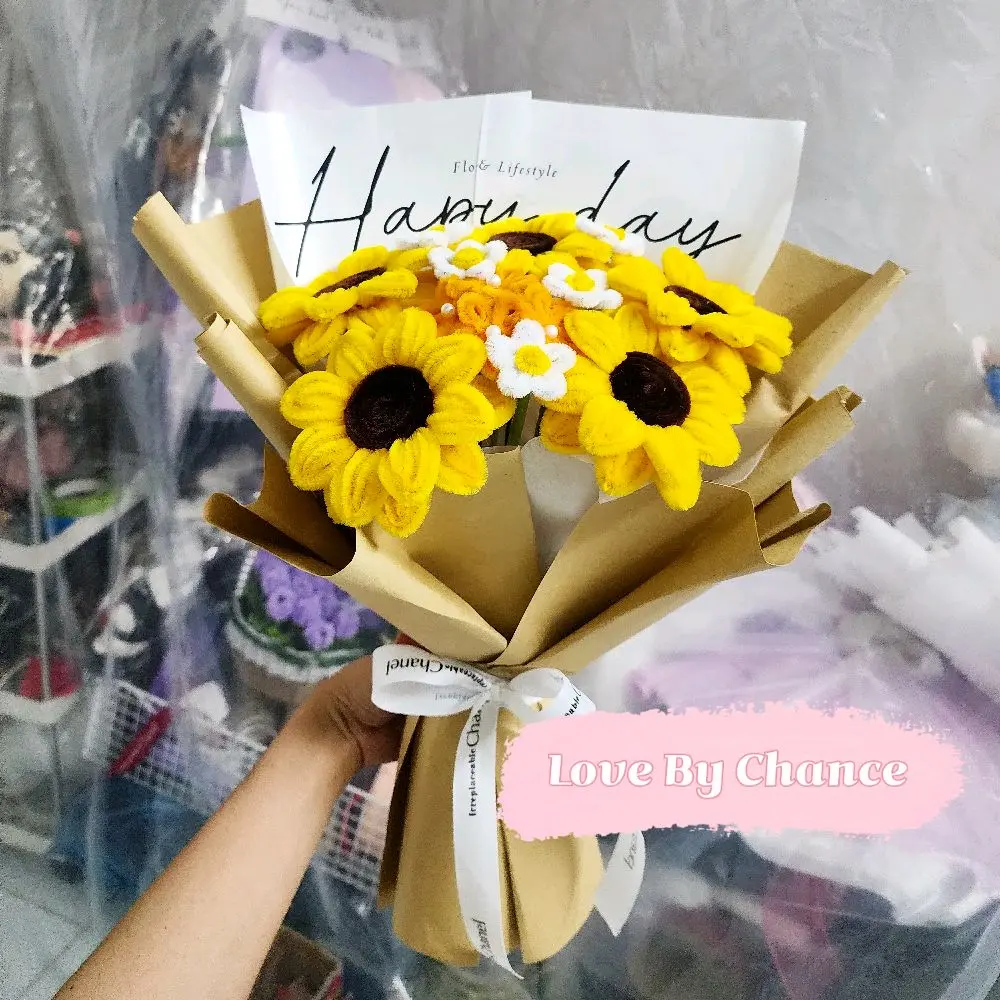 Bó hoa kẽm nhung hướng dương làm quà tặng, quà tốt nghiệp, sinh nhật, 8/3, 14/2,20/10, 20/11....