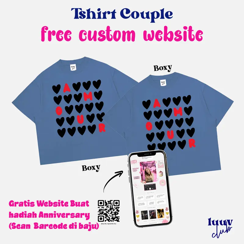 Luuv Clubs Kaos Boxy Couple Pasangan [Free Gift Custom Website Romantis Buat Doi] 0