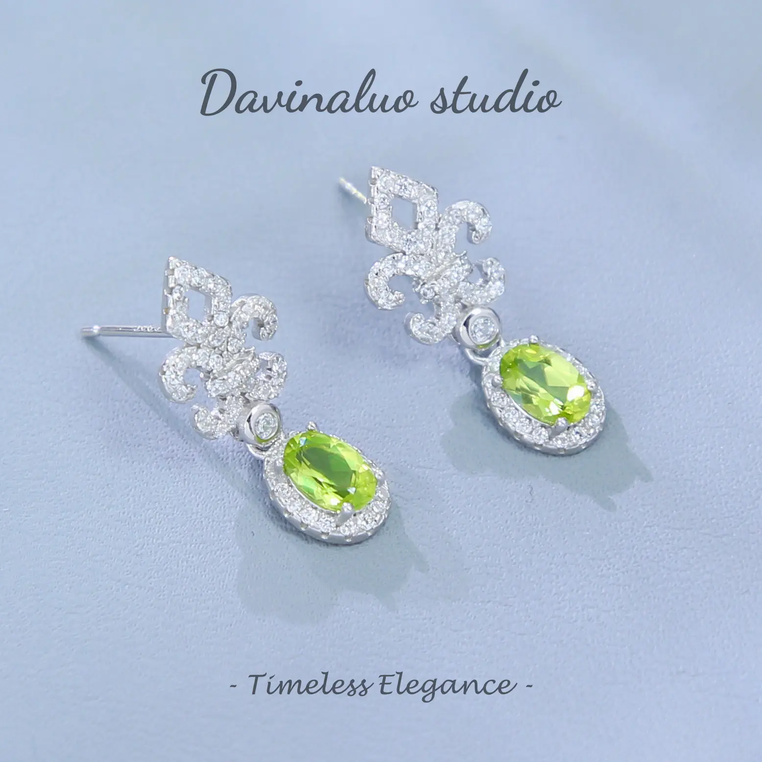 S925 Sterling Silver Natural Gemstone Peridot Earrings