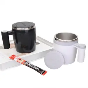 USB Charge Self Stirring Magnetic Mug Automatic Electric Stainless Steel Coffee Mixing Cup Smart Mixer Thermal Cup 380ml
