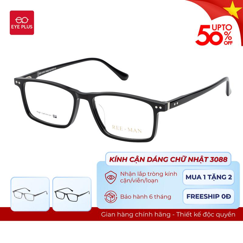 [RM] Kính Cận Dáng Chữ Nhật Nam Nữ Reeman 3088 Eye Plus Gọng Kính Nhựa Acetate Cao Cấp Kính Mắt Kiểu Dáng Thời Trang Unisex Hiện Đại