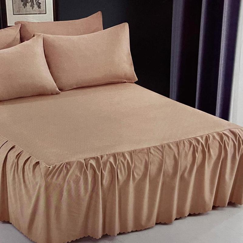 Product Introduction of (Skirting) Solid Color / Plain Color Supersingle Fitted Sheet With Skirting Set Pillow Case And Bolster Case Set 15