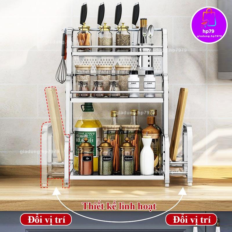 Kệ Gia Vị Inox Kệ Để Dao Thớt Inox 304Tủ Nhà Bếp Tủ Đựng Hũ Gia Vị Bếp Có Giá Cài Dụng Cụ Dao Kéo Ống Đũa H88