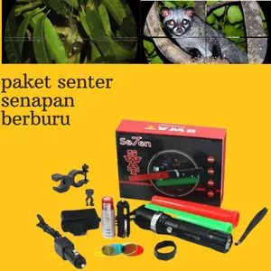 paket senter Led paling lengap perlengkapan berburu hunting malam hari cahaya paling terang dilengkapi dengan lensa 5 warna