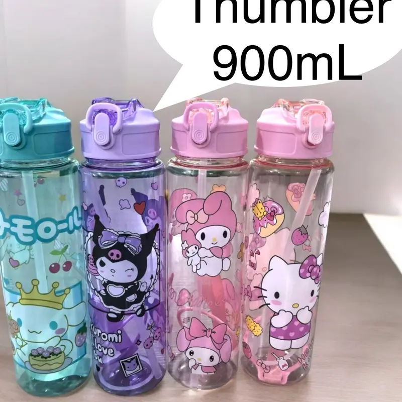 Thumbler Botol Minum Anak 900 ml Sedotan Motif Kuromi Melody hello kitty Cinnamorol Bottles Water 0