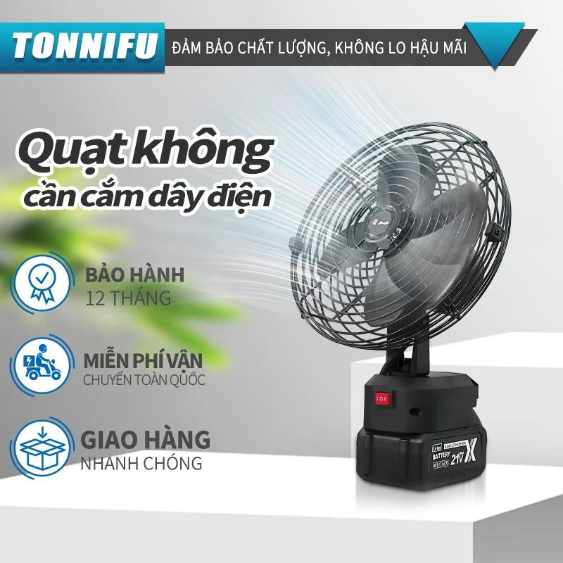 Quạt tích điện pin phổ thông Tonnifu 8 inch, chất liệu thép sơn tĩnh điện, Quạt Mạnh Gió Lớn QuạT Fan Phụ Kiện quat  xaipin