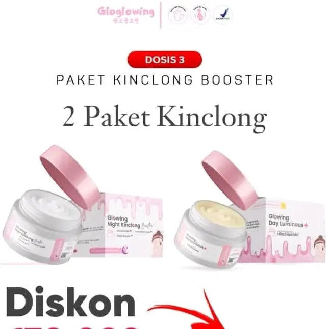 glowing booster crem siang & malam perawatan wajah