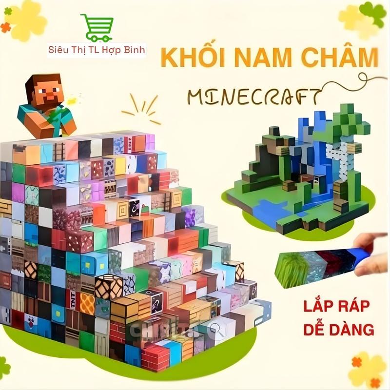  Minecraft Nam Châm Đồ Chơi Mô Hình Lắp Ráp Kiến Trúc Game Mincecraft Dạng Khối Block 