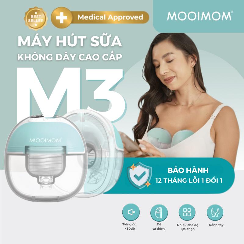 [MOOIMOM] Máy Hút Sữa Không Dây Thông Minh Cao Cấp MOOIMOM M3, Nhỏ Gọn Vắt Sữa Rảnh Tay, Pin Sạc Tiện Lợi, BH Lỗi 1 Đổi 1 Mới 12 Tháng
