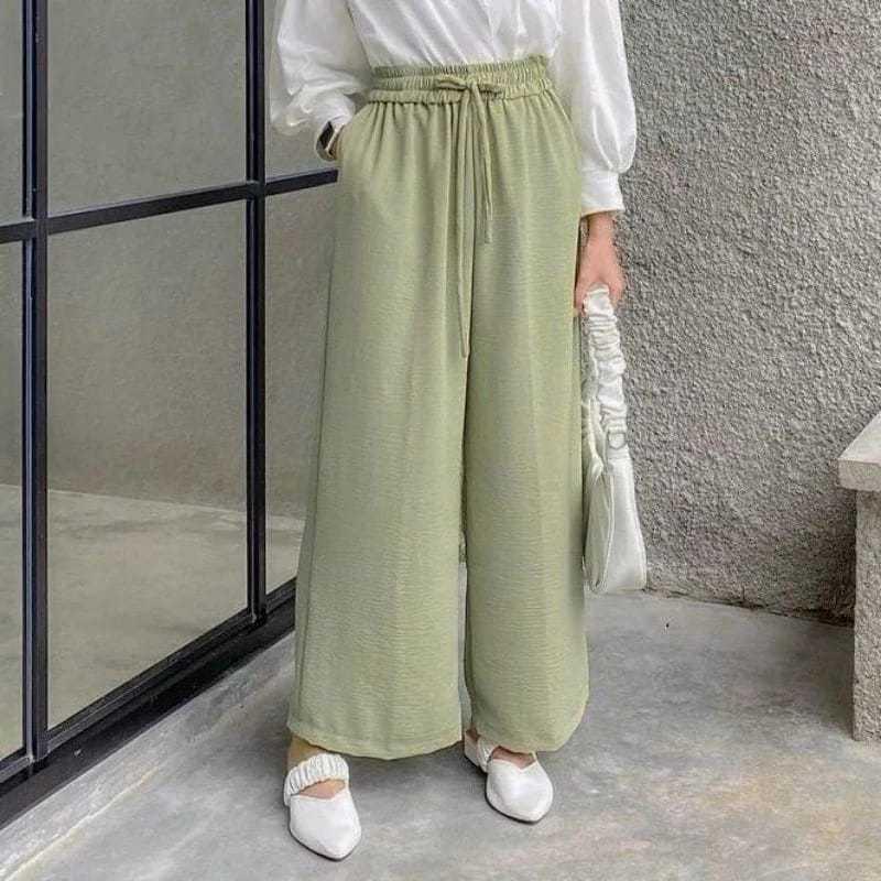 Celana Kulot Crinckle Premium Jumbo Highwaist AirFlow Jumbo Dan Standard | Kulot Crinkle Air Flow Panjang Dewasa Wanita 6