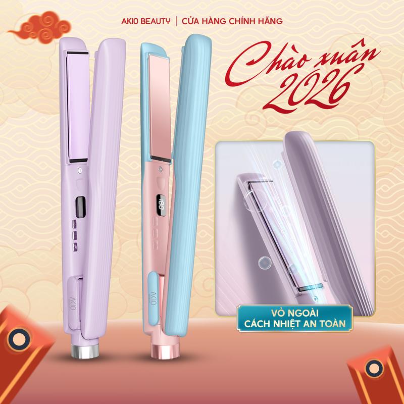 Máy ép tóc AKIO ELITE HAIR STYLE thiết kế mới nhỏ gọn tinh tế kiểm soát nhiệt độ thông minh 100 triệu ion âm bảo vệ tóc