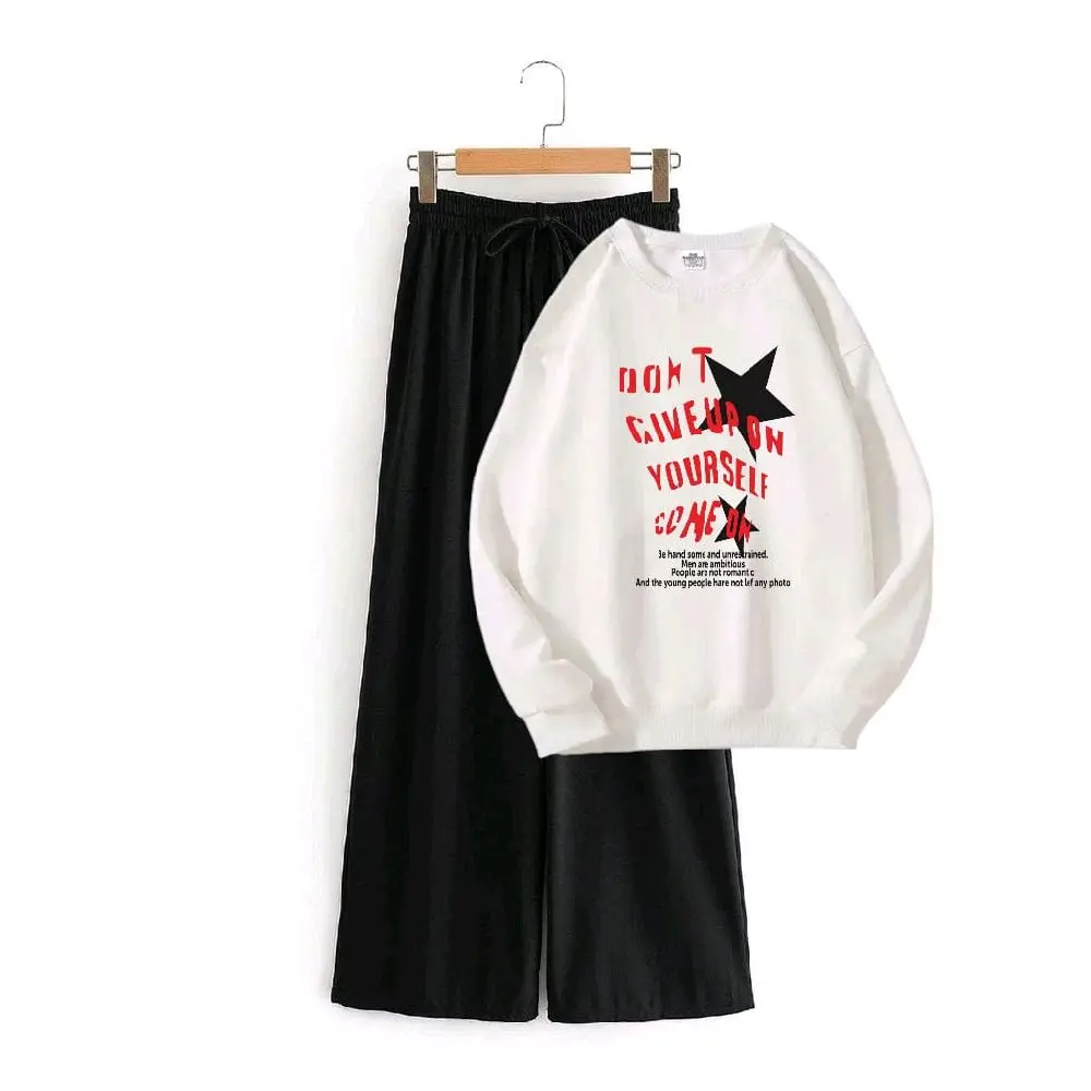 Setelan Sweeter Oblong Wanita Remaja BINTANG Sweeter Oblong dan Celana Kulot Wanita BAHAN FLEECE Baju Panjang