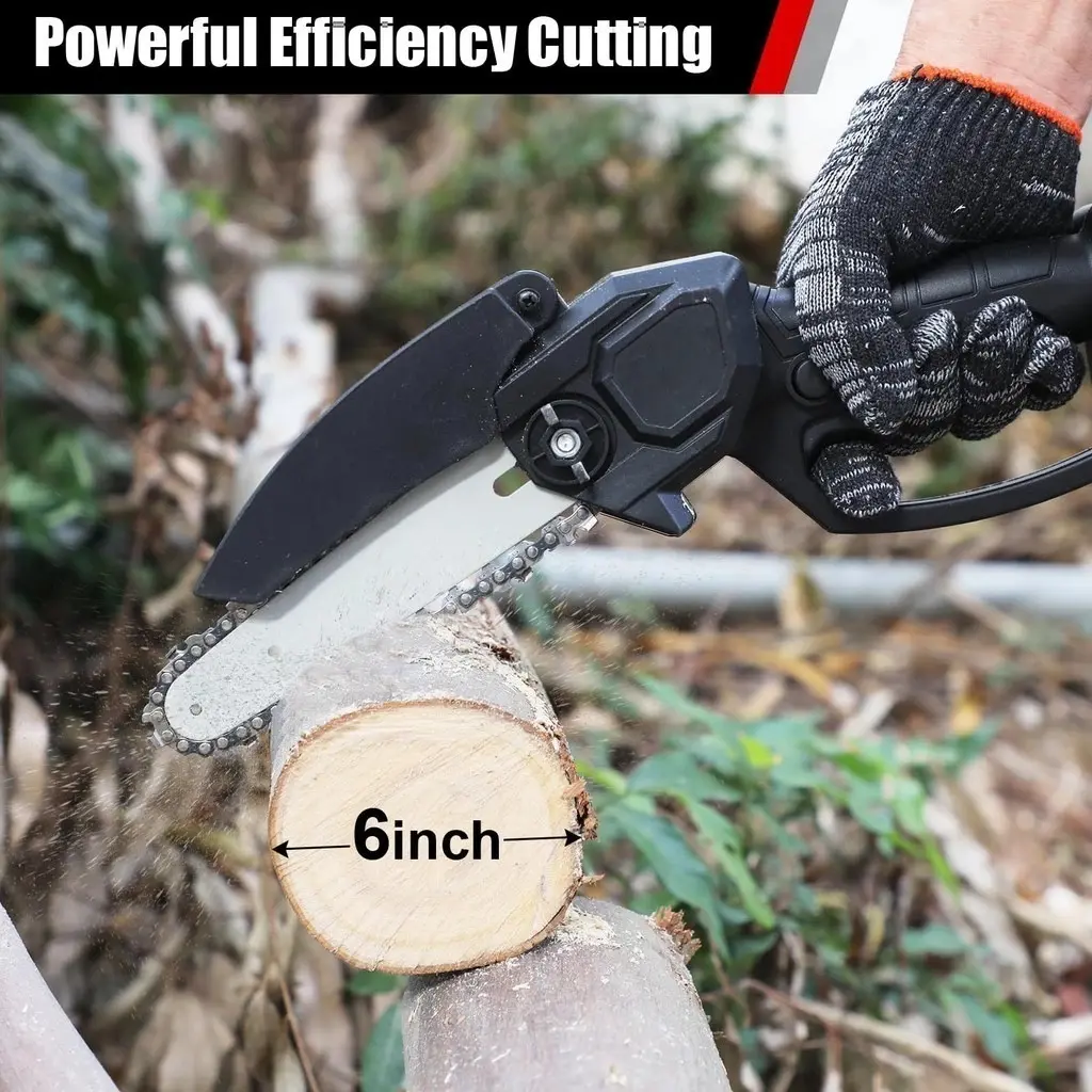 Mesin Chainsaw 6 Inch Cordless Chainsaw Pemotong KayuGergaji Listrik 2 Baterai Gergaji Baterai Gergaji Rantai ElektrikMini Chainsaw Handheld Chain Saw