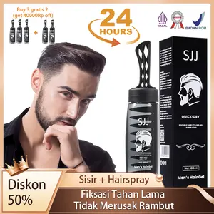 【Anti Static Hairspray Pria】Sisir Rambut Premium & Gel Styling Mini Desain | Mousse & Pomade 2in1 - Cocok untuk Wax/Gel Rambut | Anti Ketombe & Berminyak - Perawatan Rambut Kering