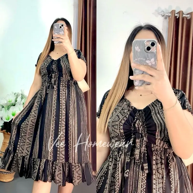 Violin Dress By Vee Homewear Summer dress Daster Rayon Dress wanita kekinian Karet Bumil Busui Serut Motif Viscose 3