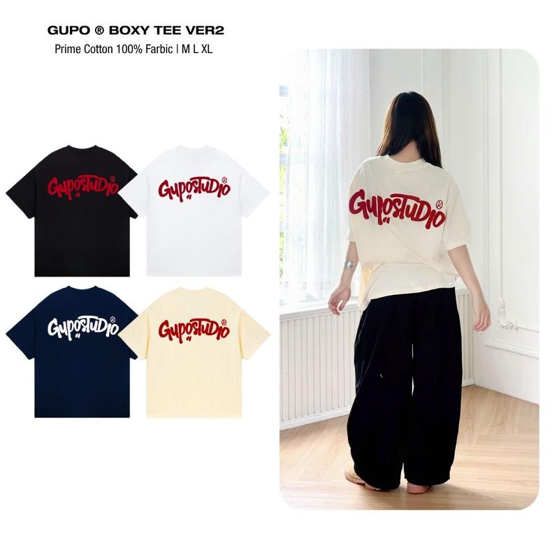 Áo Thun Boxy 280GSM Form Rộng Thêu Len Ver 2 GUPO Unisex Local Brand Nam Nữ Chất Cotton - TSS02