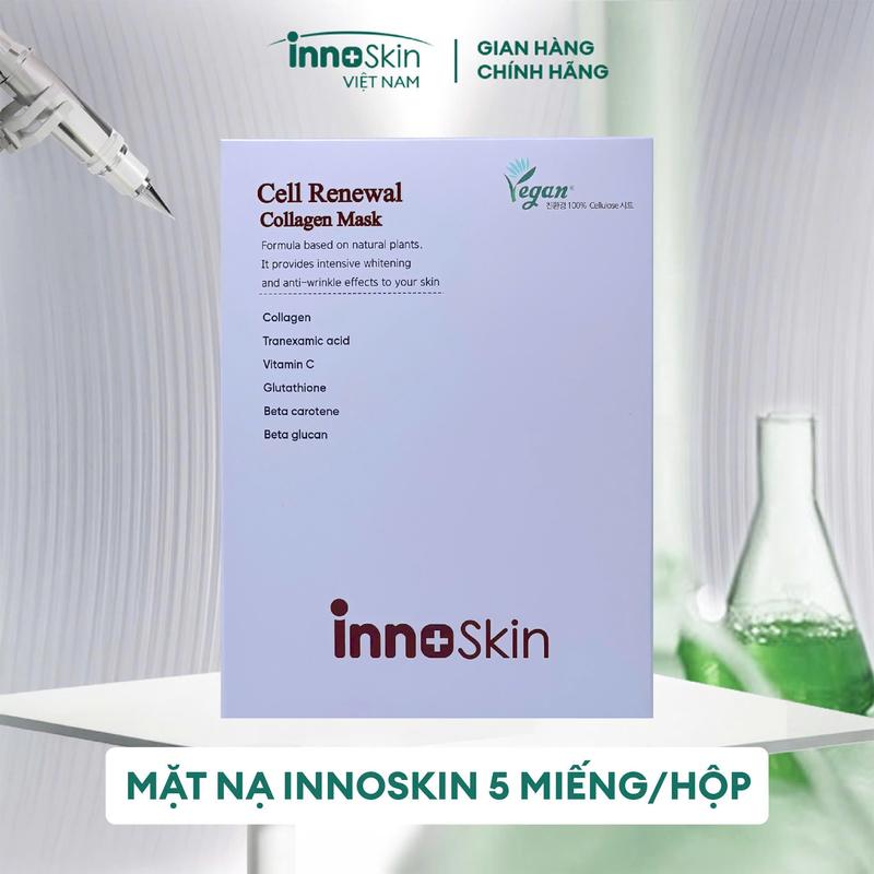   D   CR   T42 -   hàng móp vỏ   Full hộp 5 miếng Mặt nạ collagen vegan Innoskin 
