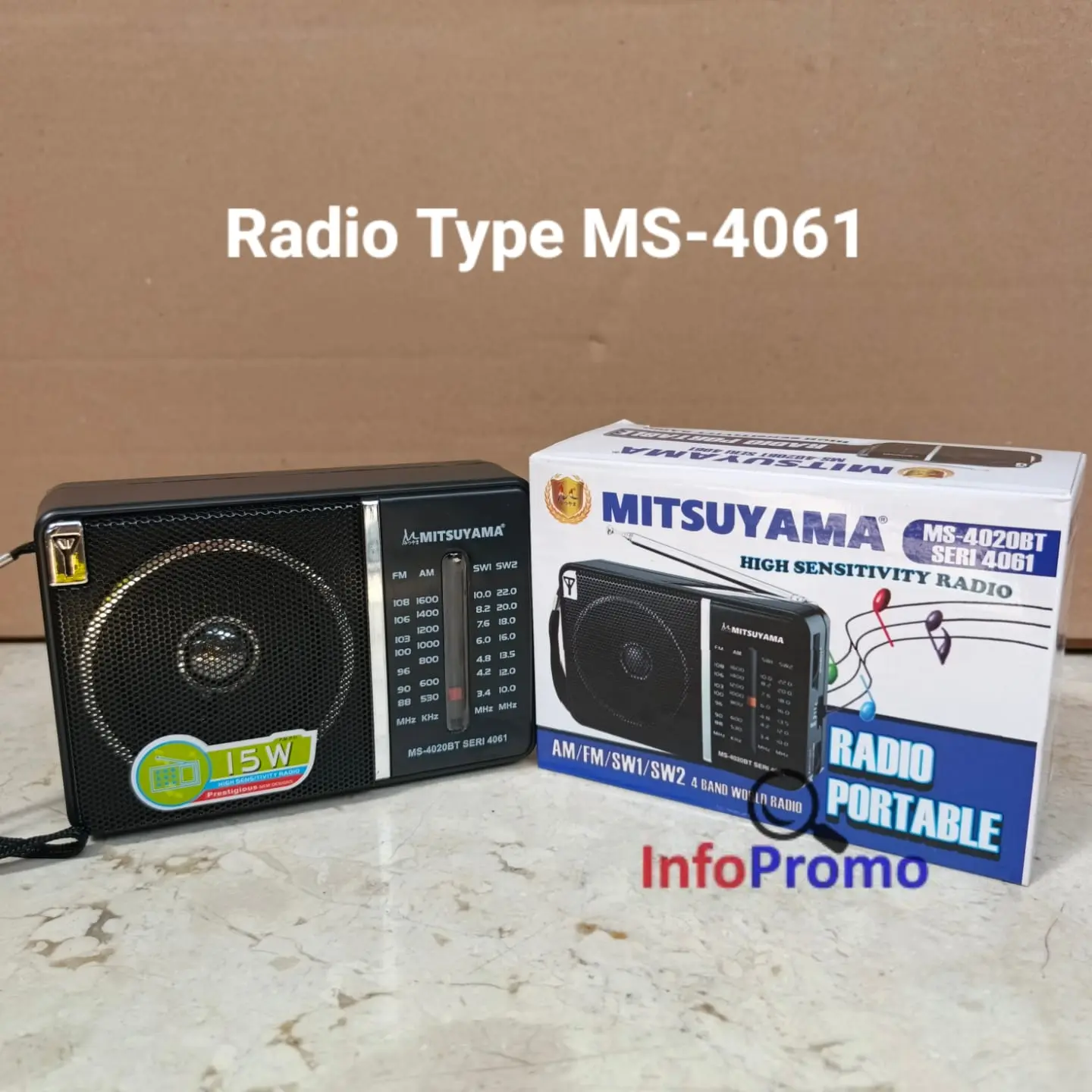 Radio Portable MITSUYAMA MS-4061 4 Band FM/AM/SW1/SW2 SNI Murah Original