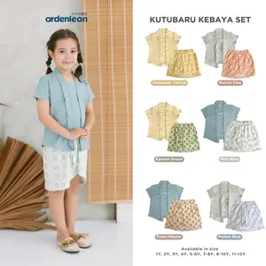 ARDENLEON Setelan Anak Perempuan Kutubaru Kebaya Set Rok 1.0 2.0