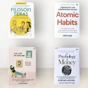 Paket 4 Buku Filosofi Teras | Atomic Habits | The Art Stoicism | The Psychology Money ( Isi 4 Buku )
