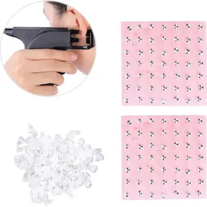 Anting Tindik Silver Pleated Stud Ear Piercing 98 PCS - ET132