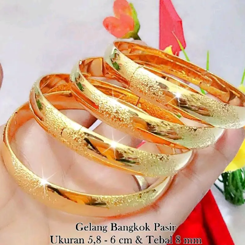 GELANG TANGAN  BANGKOK PASIR TEBAL TITANIUM WANITA DEWASA 24K 0