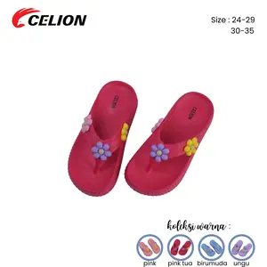 (COD)(COD)CELION Sandal jepit anak perempuan dengan bunga daisy 3D, kode 3108-G3, terbuat dari KARET EVA, dapat dibeli dengan pembayaran di tempat.