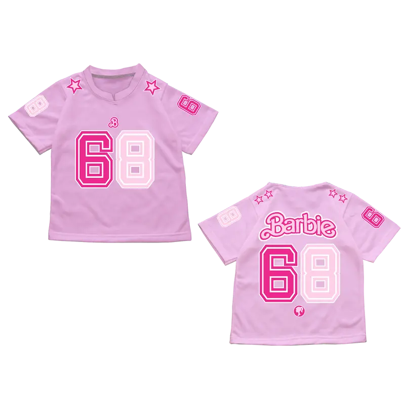 Kaos anak perempuan model jersey printing sablon barbie V1 umur 1-12 tahun bahan halus menyerap keringat  Distro Laki-Laki Minnie Cotton 2