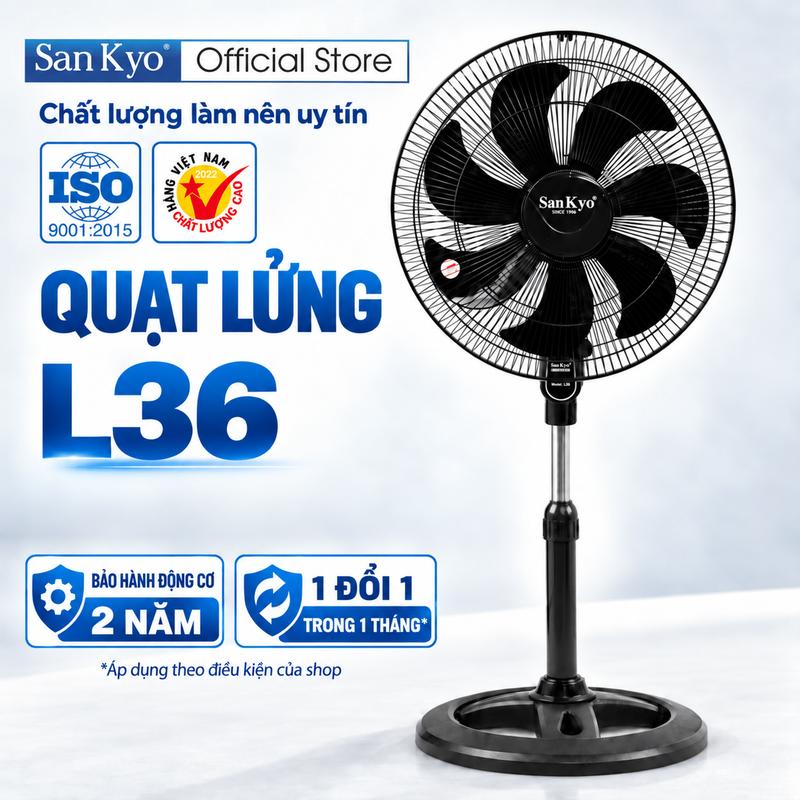 Quạt Lửng Công Nghiệp 36 Sankyo - Động Cơ Motor Dây Đồng - Cỡ Lớn 16 Inch Fan QuạT