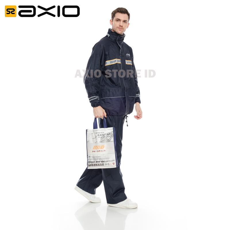 Jas Hujan Axio Navy Original Bahan Lebih Tebal Waterproof High Protection Biru 2