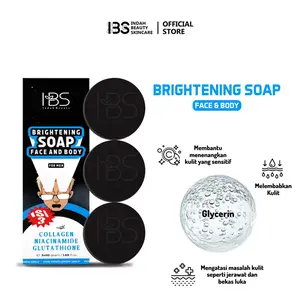 IBS ( 3pcs Hitam ) Sabun Cuci Muka Pria  Mencerahkan  Wajah Kusam  Kering Berminyak  Extract Glutathione Glycolic Acid  Arbutin Membersihkan Perawatan Tubuh
