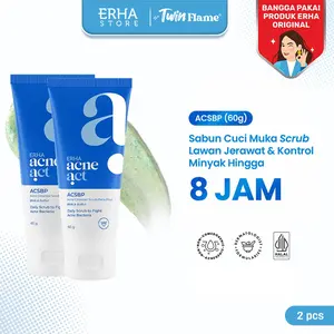 Twin Flame ERHA Acneact Acne Cleanser Scrub Beta Plus ACSBP (2pcs) Sabun Wajah dengan Scrub Lembut untuk Kulit Jerawat | BHA & Sulfur