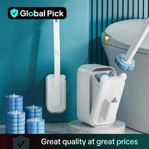 Toilet Brush Set with Holder, 1 Set Toilet Brush & Bowl & Disposable Refill Brush Heads Kit, Cleaning Supplies, Home Essentials Bathroom Gadgets, Toilet Cleaning System, Restroom Accessories, Bathroom Cleaning Tool