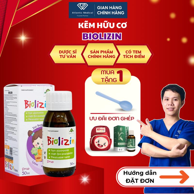 [CHÍNH HÃNG + QUÀ XINH] Siro Kẽm Hữu Cơ BIOLIZIN Aplicaps By Clover Kết Hợp Lysin Vitamin B6 Cho Bé Ăn Ngon Phát Triển Thể Chất Lọ 50ml Nhập Khẩu Chính Hãng