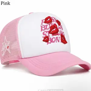 Topi Trucker Wanita dengan Desain Pink dan Pink
