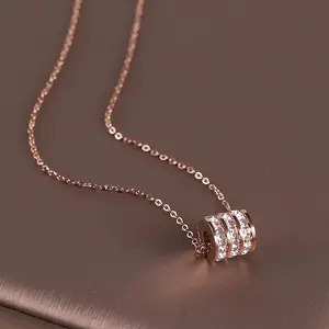 [ ZAHRA ] Kalung Titanium Wanita Liontin Diamond Permata Tabung Terlaris Perhiasan Cewek Hadiah Liontin Diamond Anti Karat Dewasa Silver Stainless