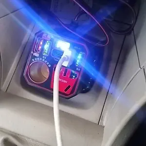 Inverter Mobil 220V 200W，Konverter Daya DC ke AC，Charger Mobil Universal untuk Mobil Truk，Port USB Charger，Alat Konversi Daya Aman Mudah Pakai