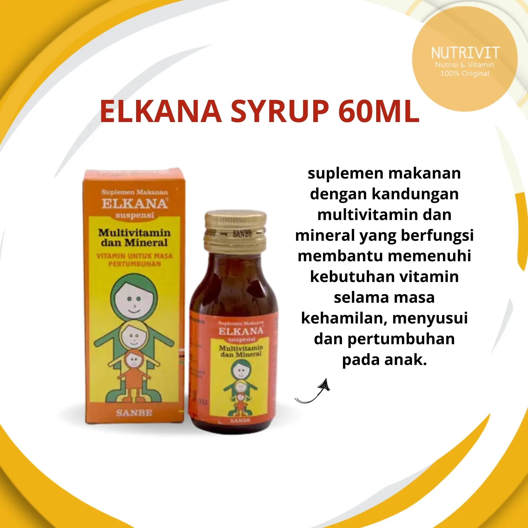 Elkana Sirup 60ml (botol kecil) - Multivitamin pertumbuhan anak